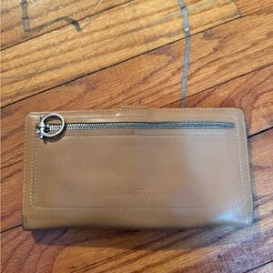 Salvatore Ferragamo Brown Leather Wallet with Zipper